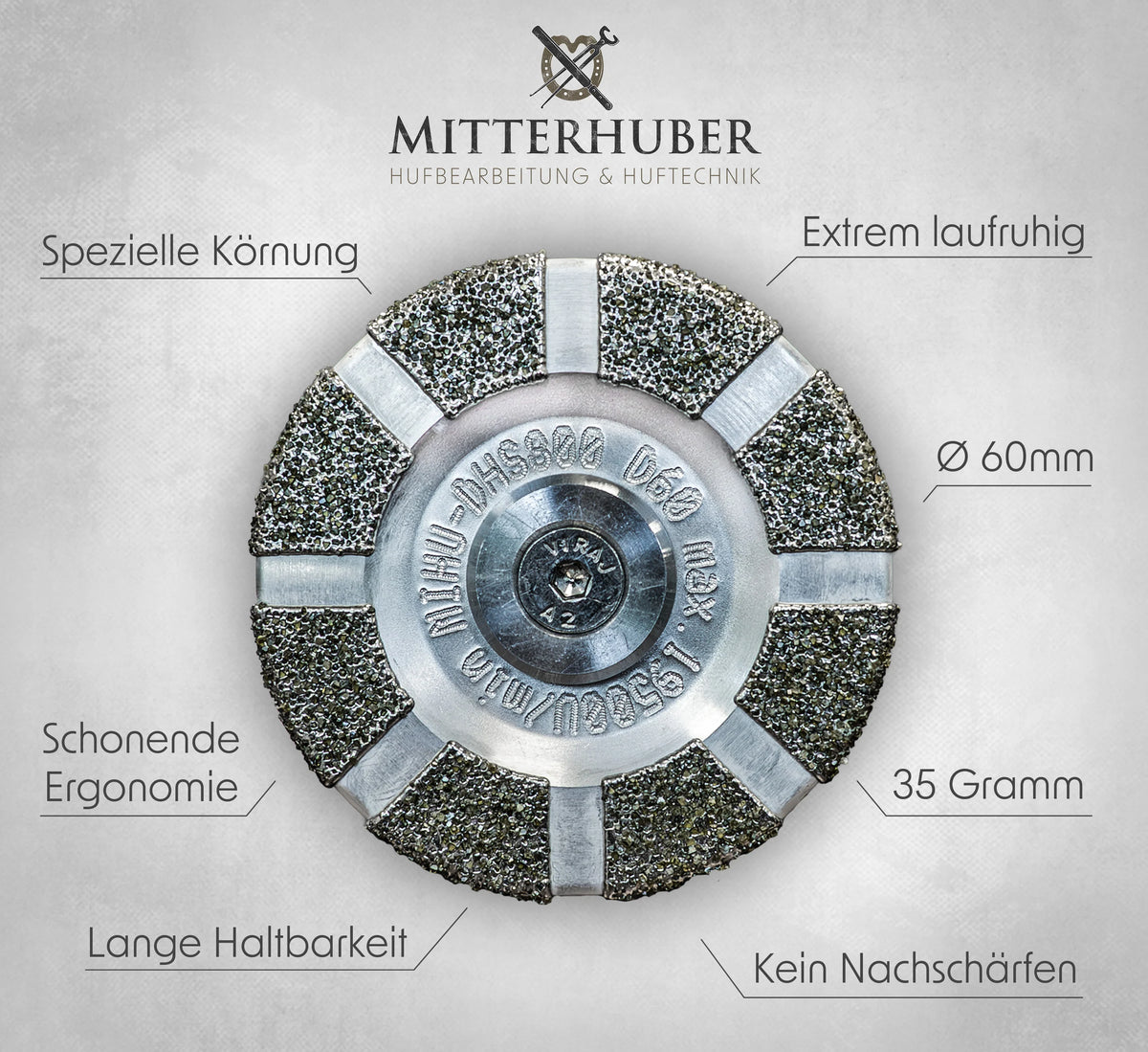 Kwrak MIHU DHS 800 - Hufbearbeitungsscheibe. Die passende Scheibe für leichte Bearbeitung für Hufschmiede und Hufpfleger.